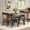 2pu brown + 2pu black, variant on COZONY 5-Piece Dining Table Set, Woodgrain Rectangular Table with 4 Upholstered Faux Leather Chairs, Space-Saving