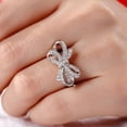 thumbnail image 3 of Bow Jewel 14K White Gold Plated Crisscross Rings for Women's - 1.18 Ct Brilliant Round Cut Diamond Rings - Bow Ring for Gift for Her - Glittering Bow Diamond Rings - Unique Silver Jewelry, 3 of 7