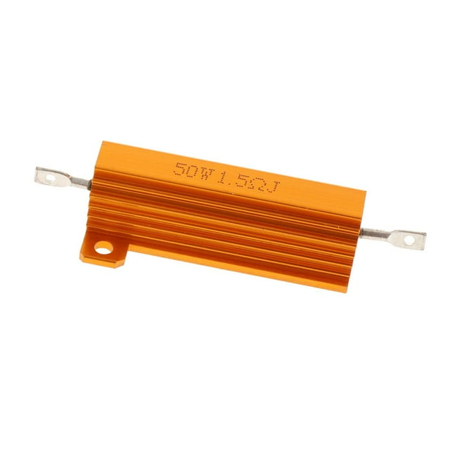 Potencia de aluminio bobinado en tono dorado de 50 vatios 2.95x0.87x0.59 pulgadas - 1.5R Cola Resistencia de aleación de alta potencia
