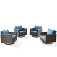 thumbnail image 6 of Gymojoy 4 Pieces Outdoor 360° Swivel Rocker Patio Chairs, Patio Swivel Rocking Glider Chairs Set of 4, PE Wicker Swivel Rocking Furniture Set, Brown Blue, 6 of 7