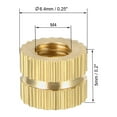 thumbnail image 2 of M4 x 5mm(L) x 6.4mm(OD) Brass Knurled Threaded Insert Embedment Nuts 50 Pcs, 2 of 5