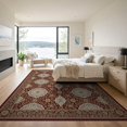 thumbnail image 3 of ODIKA 9'x12' Washable Area Rug Vintage Rosette Web Geometric Symmetry Inspired Deepburgundy for Dining Room, Basement, Large Office, Non-Slip Chair-Friendly, 3 of 7