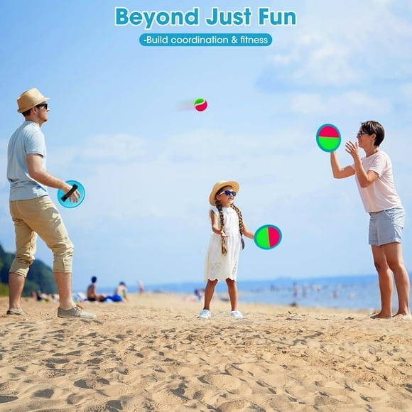 Toss and Catch Ball Set Beach Toys Pool Toys Outdoor Games Outdoor Toys Ball and Catch Game with 4 Paddles and 2Balls