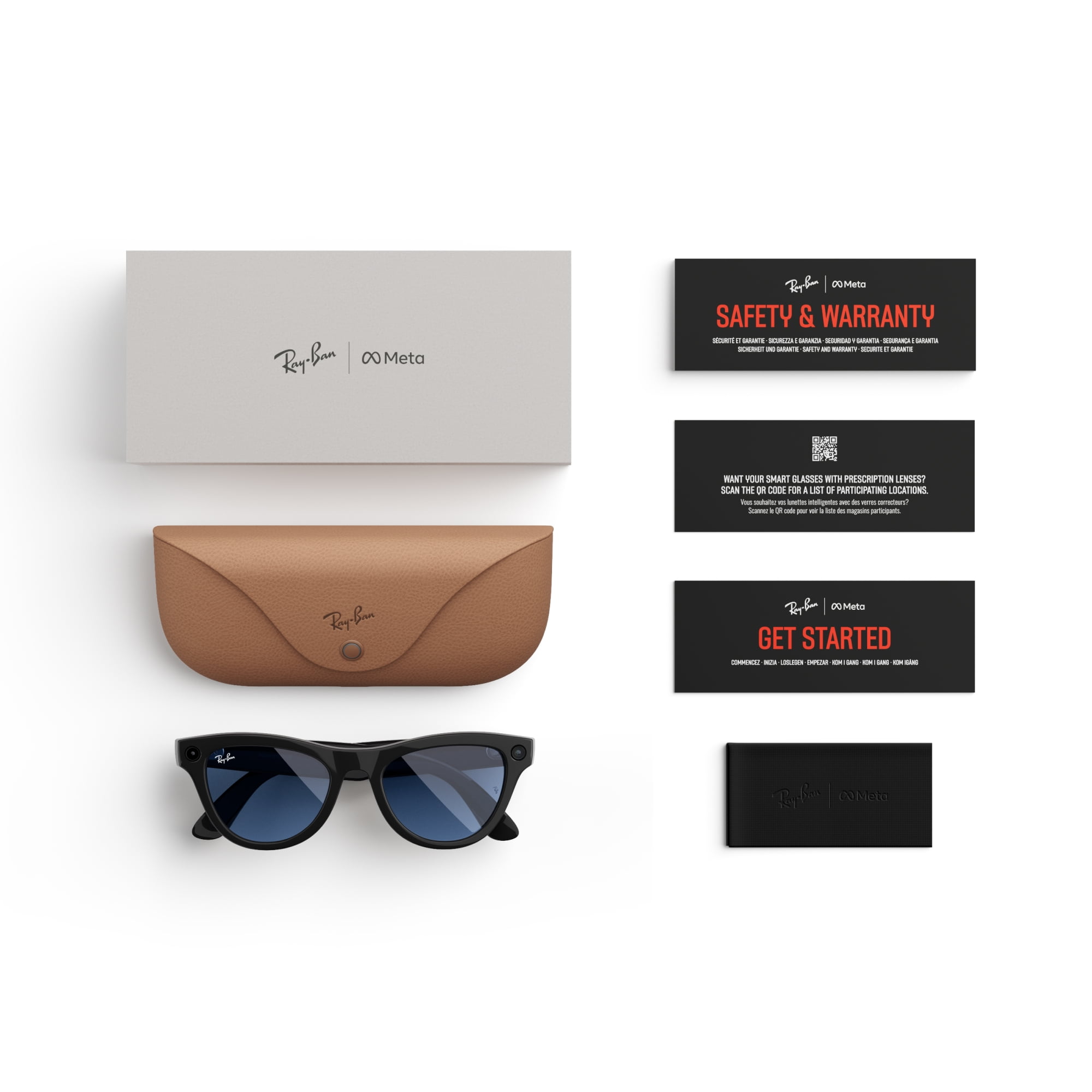 Ray-Ban Meta, Skyler Glasses with Meta AI, Audio, Photo, Video Compatibility, Shiny Black, Blue Transition, Regular Fit
