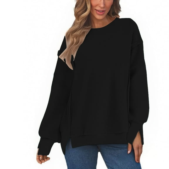 Mgmyaa Women's Sweatshirts Causal Pullover Fleece Tops Crewneck Long Sleeve Warm Thick Winter Fall Sweatshirt