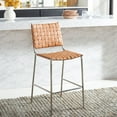 thumbnail image 4 of SAFAVIEH Bahari Square Mid Back Counter Stool, Cognac/Silver, 4 of 13