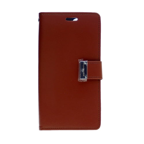 TopSave Goospery Rich MAX(5) Card Slot Leather Folio Wallet Flip Case For iPhone 14 Pro Max (6.7"), Brown