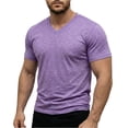 thumbnail image 2 of LTTVQM Men's Tee V Neck Short Sleeve Shirt Thin Light Stretch Soft Comfort Weekend Blouses Light Purple 3XL, 2 of 4