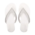 thumbnail image 2 of Womens Sparkly Rhinestone Flat Flip Flops Open Toe Casual Summer Shoes White 38, 2 of 8