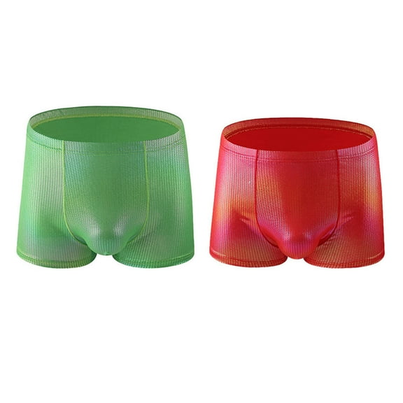 TMOYZQ Men Boxers Underwear Thin Ice Silk Panties Breathable Low Waist