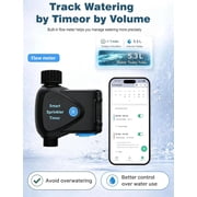 WiFi Water Timer with Flow Meter - No Hub Required, Flow-Sensing Smart Sprinkler Timer Compatible with Alexa & Google Home, Wireless Remote Garden Irrigation, Real-Time Water Usage Monitor