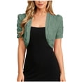thumbnail image 2 of dazeni Women's Elegant Short Sleeves Bolero Cardigan Eyelet Open Front Shrugs Cropped Cardigan for Dresses Army Green X-Large, 2 of 4