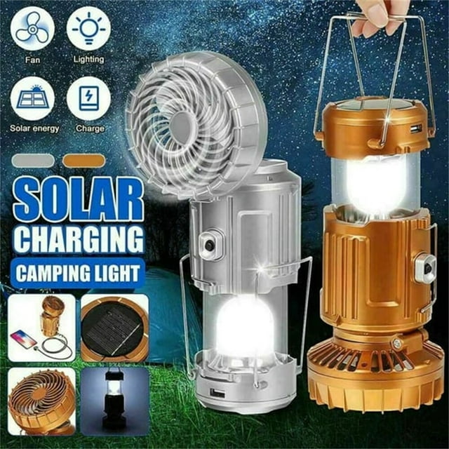 Cagogo under $5 2Pcs Camping Fan Light, Outdoor Camping Fan with Light, Folding Tent Light with Fan, Portable Camping Lantern, Multi-function Camping Gear, Strong Lighting Fan