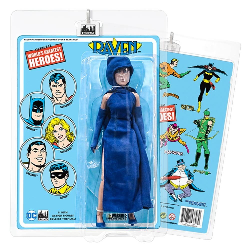 dc comics 8 inch action figures with megolike retro cards raven
