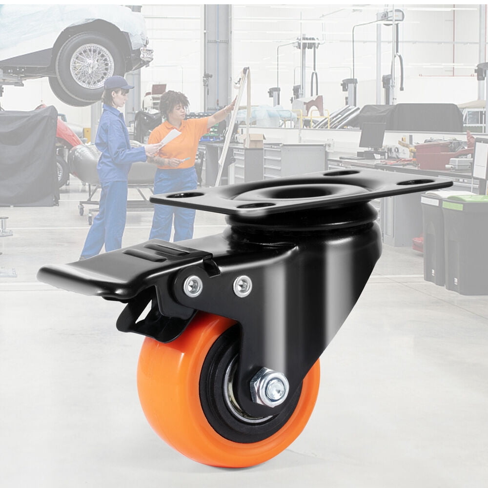 Caster Wheels Swivel Plate Casters 4 Pack 2" Heavy Duty with Locking Brake