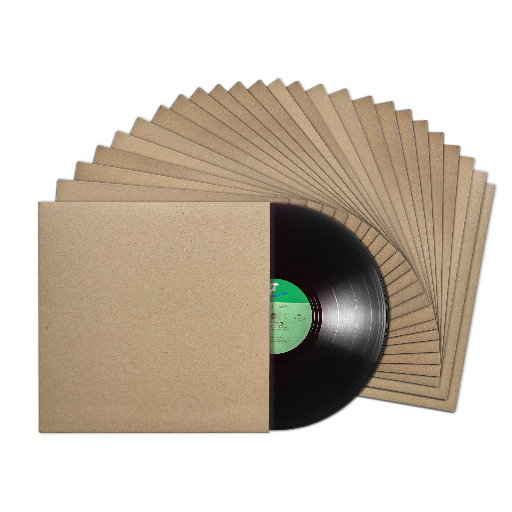 tunephonik 12inch vinyl record lp jackets with spine, kraft finish and no center hole 25 pack