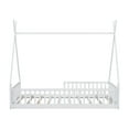 thumbnail image 6 of Euroco Twin Size House Platform Bed, Floor Bed with Guardrails for Kids Teens Room, White, 6 of 11