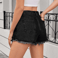 thumbnail image 3 of Jean Denim Shorts for Women High Waisted Womens Shorts Flat Front Distressed Ripped Solid with Pockets Streetwear Casual Shorts, 3 of 7