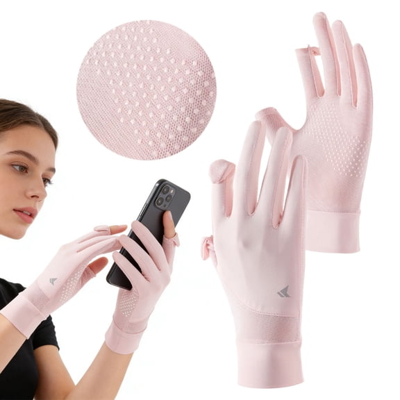 Zoowood UV Protection Gloves for Women UPF 50 Sun Gloves Full Finger Touchscreen Driving Gloves for Golfing Running Outdoor, Pink
