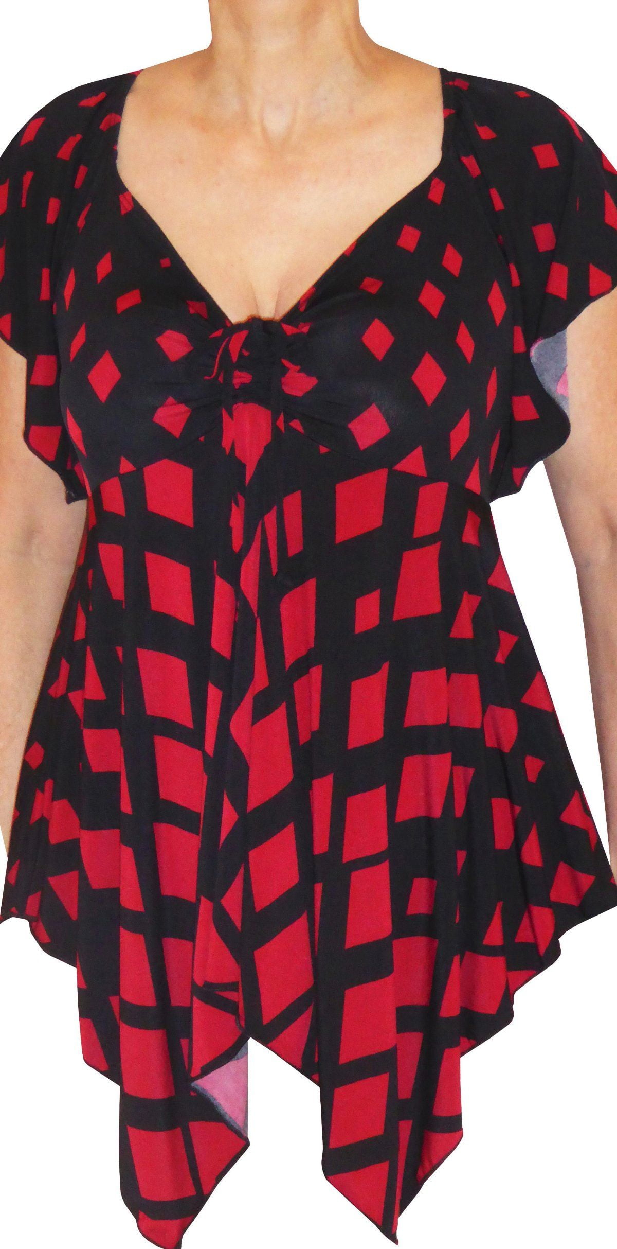 Funfash Plus Size Clothing for Women Slimming Empire Waist Short Sleeves Blouse - Walmart.com