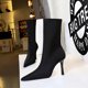 thumbnail image 2 of Zapatos de tacón alto elásticos con punta sencilla y estilo banquete para mujer, botas cortas de licra, sexys, clásicas, 2 of 5