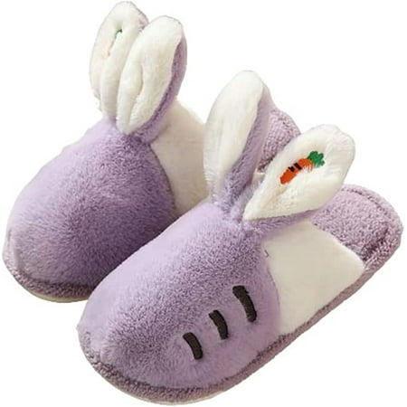 

PIKADINGNIS Cute Rabbit Carrot Warm House Slippers for Women Men Soft Fluffy Fur Winter Home Shoes Indoor