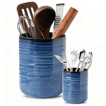 Hasense Ceramic Utensil Holder Blue Set of 2