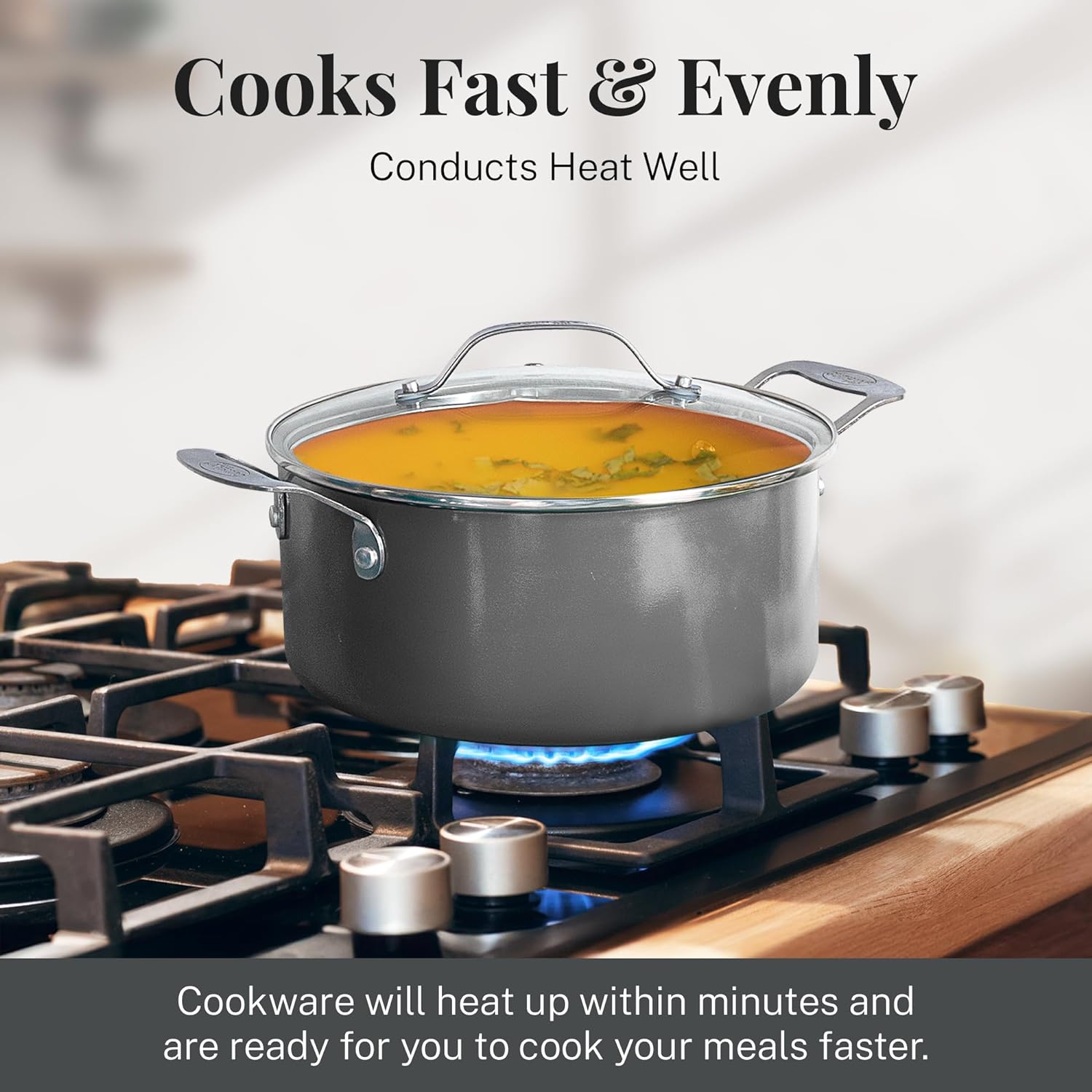 Gotham Steel Pro 8 Pc Nonstick Pots and Pans set Non Stick, Hard Anodized Ceramic Cookware Set Nonstick with Frying Skillet, Saucepan, Oven & Dishwasher Safe, Copper