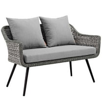 Modway Endeavor Outdoor Patio Wicker Rattan Loveseat in Gray Gray