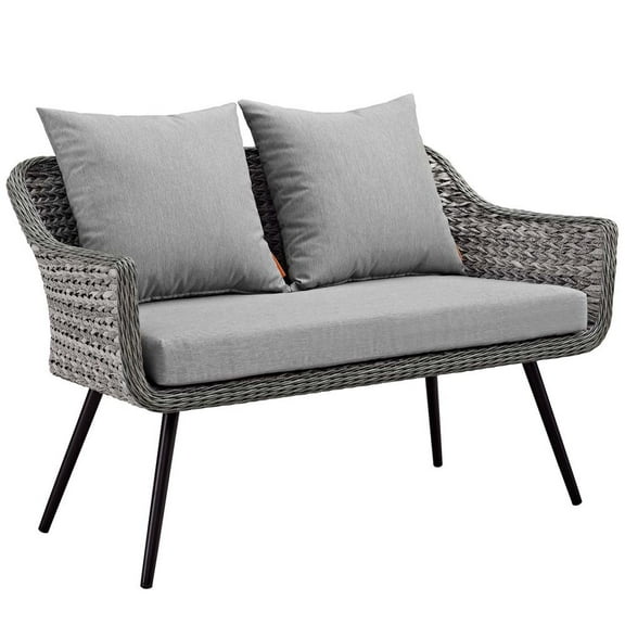 Modway Endeavor Outdoor Patio Wicker Rattan Loveseat in Gray Gray