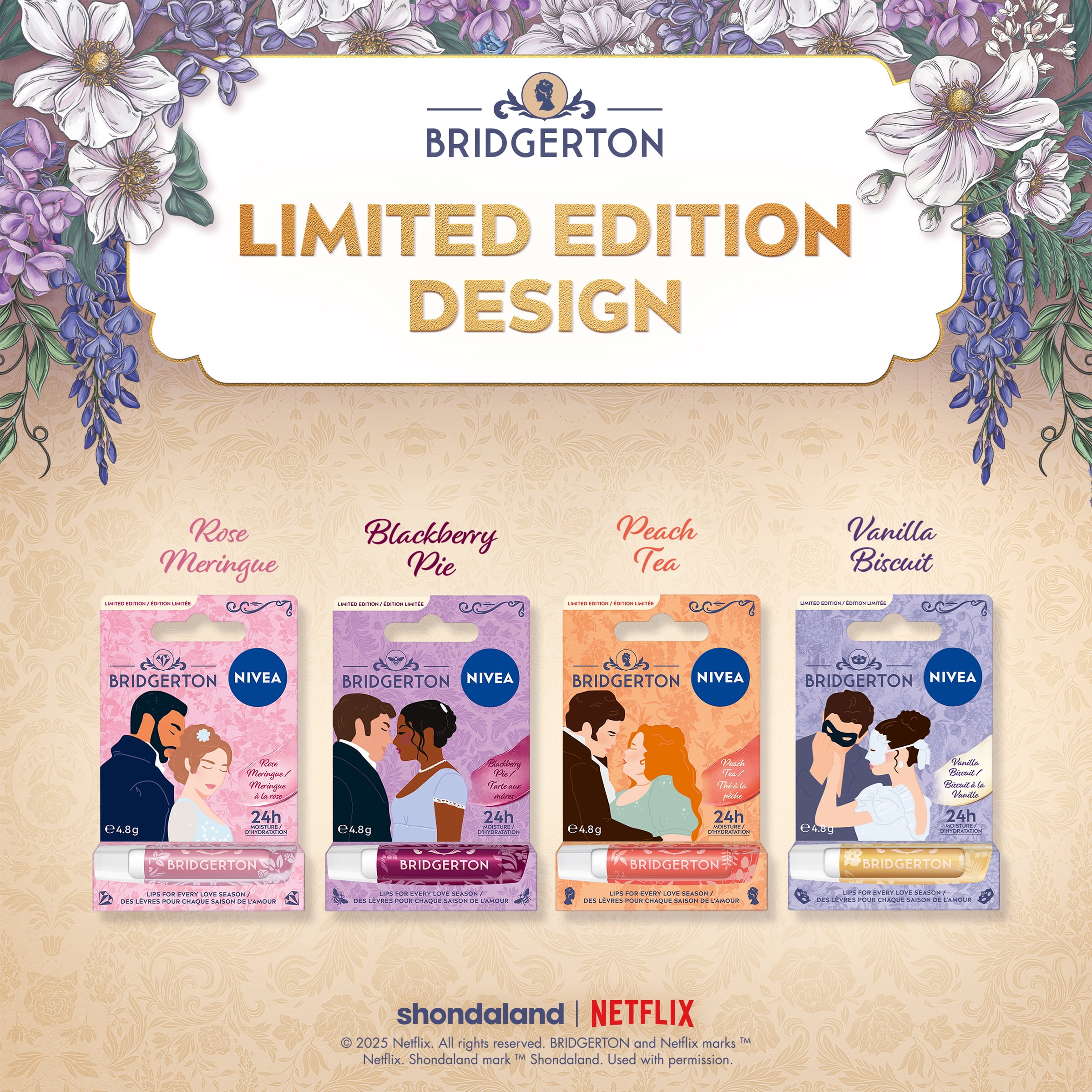 NIVEA Blackberry Pie Lip Balm, Bridgerton Limited Edition Lip Care, 4.8 g Stick