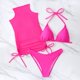 thumbnail image 2 of Gibobby Bañador de Bikini Nuevo bikini con cordones de piezas sexy traje de baño dividido(Rosa caliente,M), 2 of 4