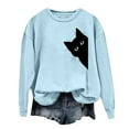 thumbnail image 4 of Bibifish Women Sweatshirts Cat Graphic Print Casual Long Sleeve Crewneck Sweatshirts Fashion Autumn Winter Daily Wear Pullover Tops, 4 of 4