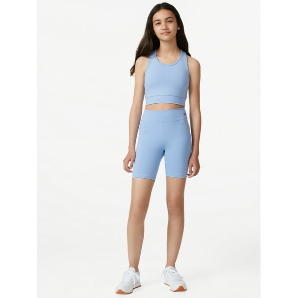 Free Assembly Girls Active Crop Top and Bike Shorts, 2Piece Set, Sizes