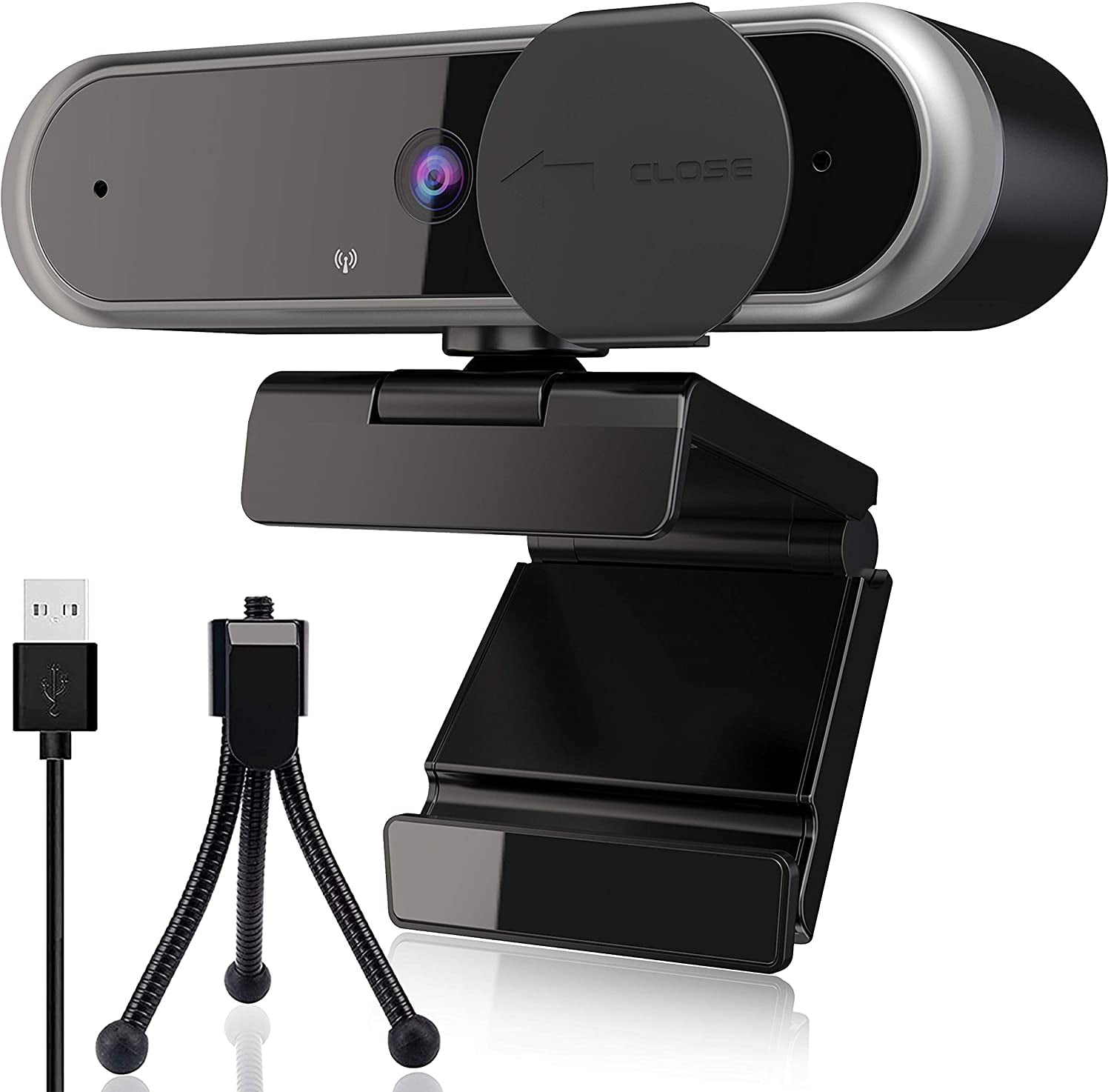 Lexvss Webcam with Microphone, 2K USB Computer Camera tripod