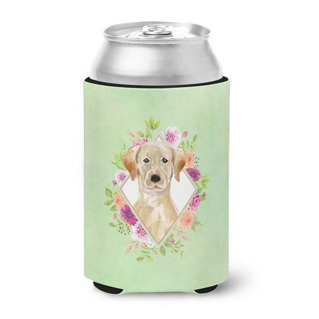 Carolines Treasures CK4387CC Yellow Lab Green Flowers Can or Bottle Hugger