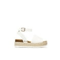 thumbnail image 2 of Soda Topic Off White Casual Espadrilles Flatform Embellished Wedge Open Sandals (Off-White, 10), 2 of 4