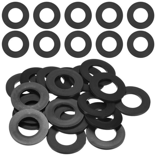 Uxcell 20-Pack M24 Arandelas Planas de Nylon 24mm ID 45mm OD 3mm de Grosor Espaciador de Sellado Junta Anillo Negro