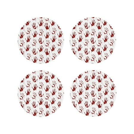

Tideii Red Bloody Scary Hands2 for Leather Coasters 4 Pieces Anti-fouling and Anti-scalding Decorative Coasters Suitable for Restaurants Kitchens Coffee Shops-Round Shape