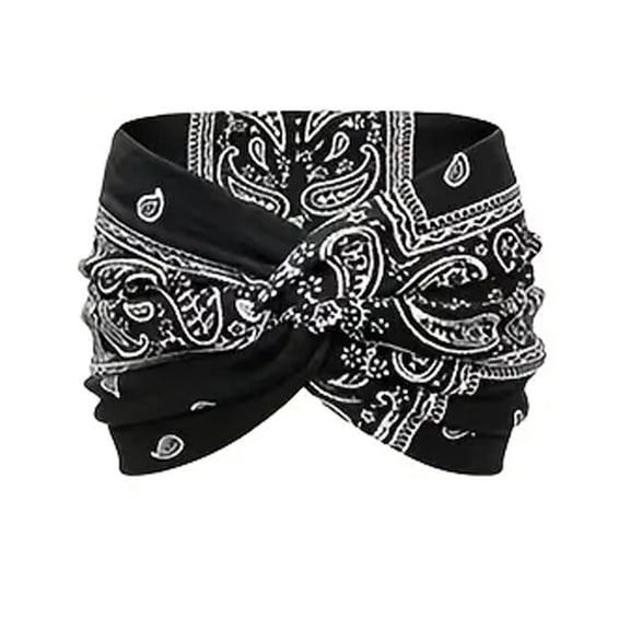 SCHUHLAND 6-Pack Extra-Wide Yoga Headbands for Women, Elastic Non-Slip Workout Sweatband, Retro Western Style Criss-Cross Sports Turban