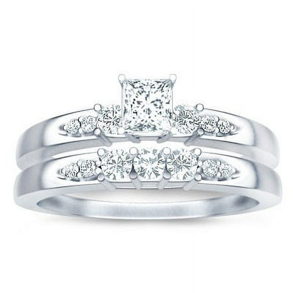 1.50 Carat Classic Moissanite Bridal Set on 10k White Gold