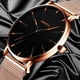 thumbnail image 3 of Reloj de cuarzo para mujer, relojes para parejas, relojes finos de moda para hombre y mujer, reloj de pulsera de cuarzo de malla de acero inoxidable para negocios., 3 of 3