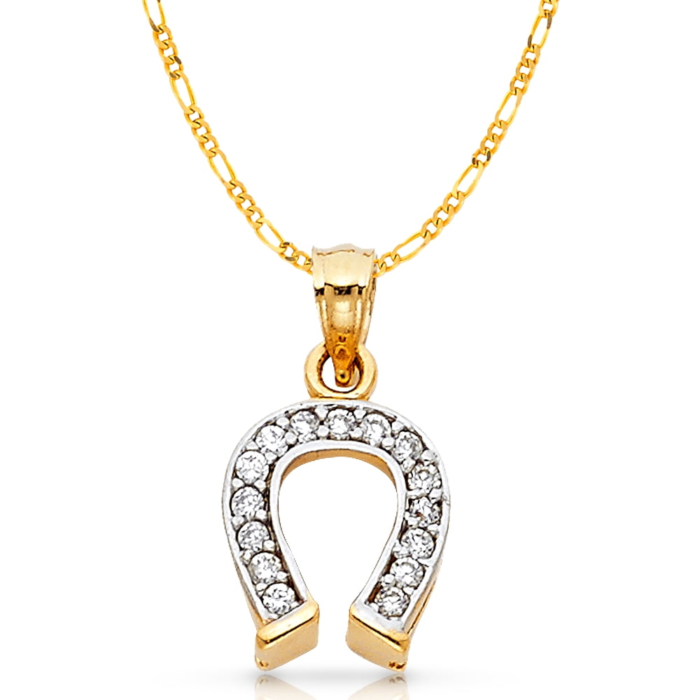 Ioka 14K Yellow Gold Lucky Horseshoe Charm Pendant For Necklace or Chain