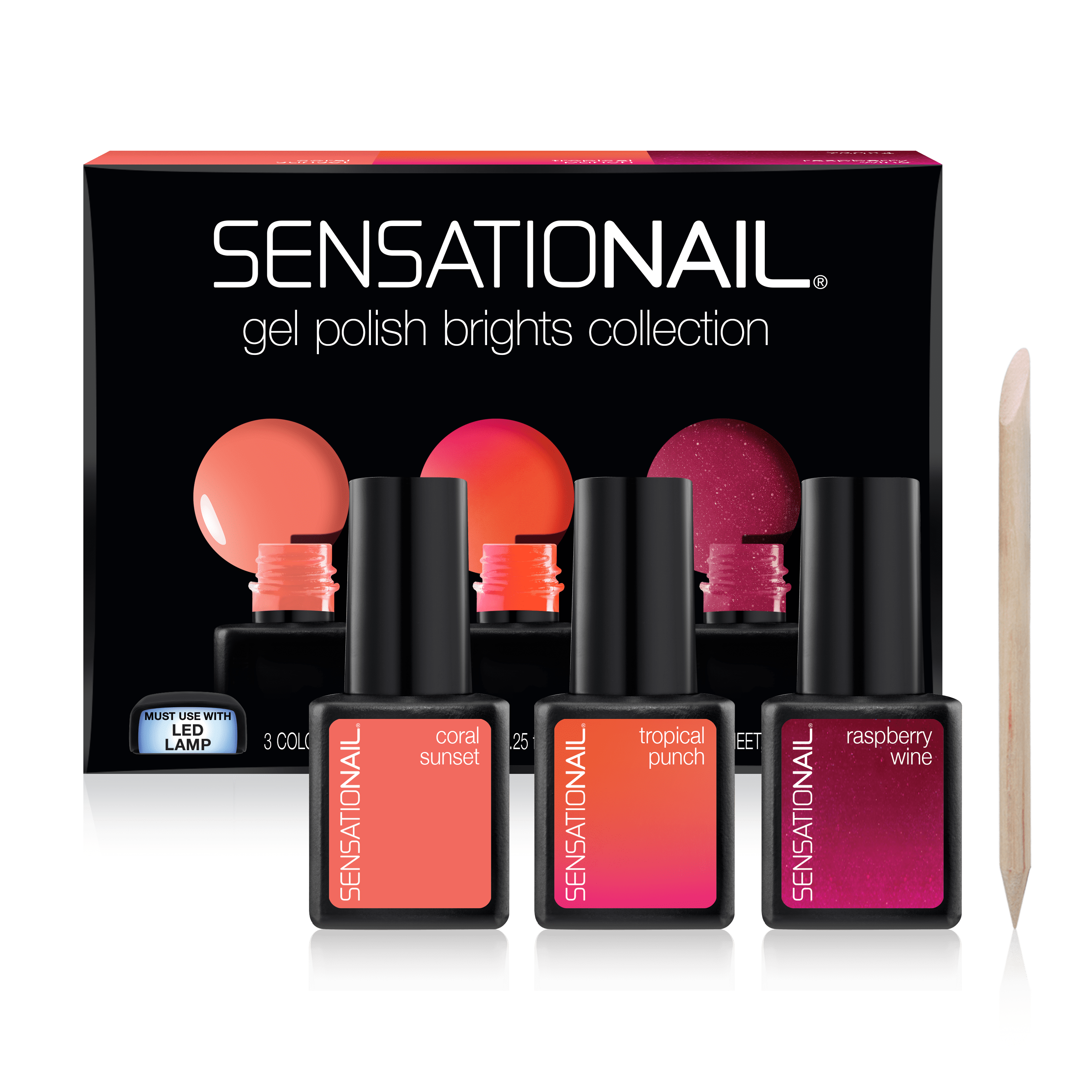 Sensationail Gel Nail Polish, Brights Collection, 3 Colors, 0.25 fl oz