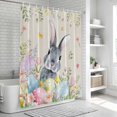 thumbnail image 6 of Easter Shower Curtain, Waterproof Shower Curtains for Bathroom, Country Rabbit Eggs Botanical Flowers Leaves Washable Fabric Bathtub Curtain Set Bath Decor with 12 Hooks Standard 72"x72", 6 of 8