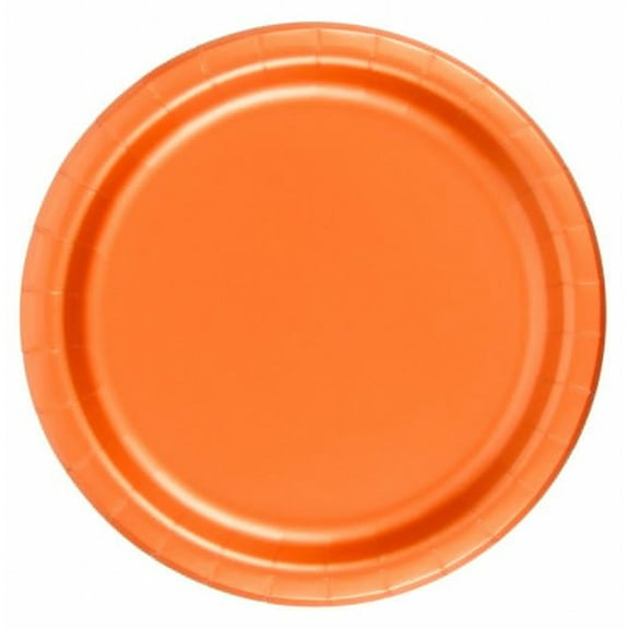 24 Plates 7" Paper Dessert Plates Wax Coated - Orange
