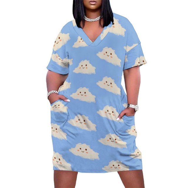 La bonita nube. Vestido largo holgado con bolsillos para mujer traje de verano para ocasis oficiales