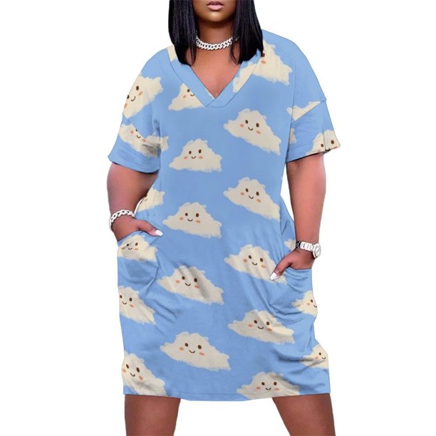 La bonita nube. Vestido largo holgado con bolsillos para mujer traje de verano para ocasis oficiales