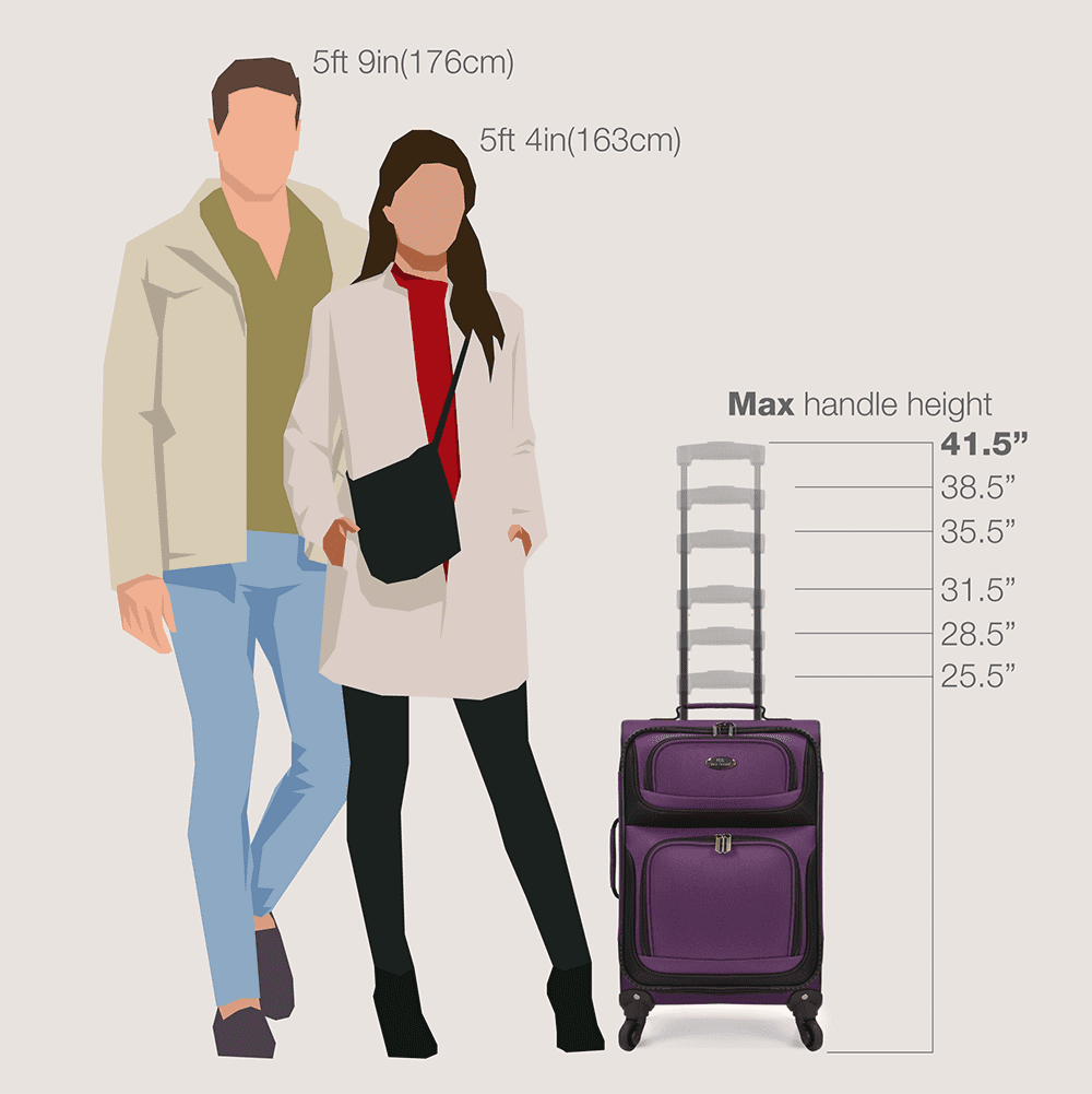 U.S. Traveler Rio Rugged Fabric Expandable Carry-on Spinner Luggage Set w/ Tote, Purple, 2 Piece (21/14)