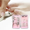 thumbnail image 4 of Set de manicura y pedicura de acero inoxidable, 12 piezas, serie Flower, cortauñas/tijeras/recortador de cejas, estuche de cuero sintético, kit de aseo personal para viaje y hogar, 4 of 5